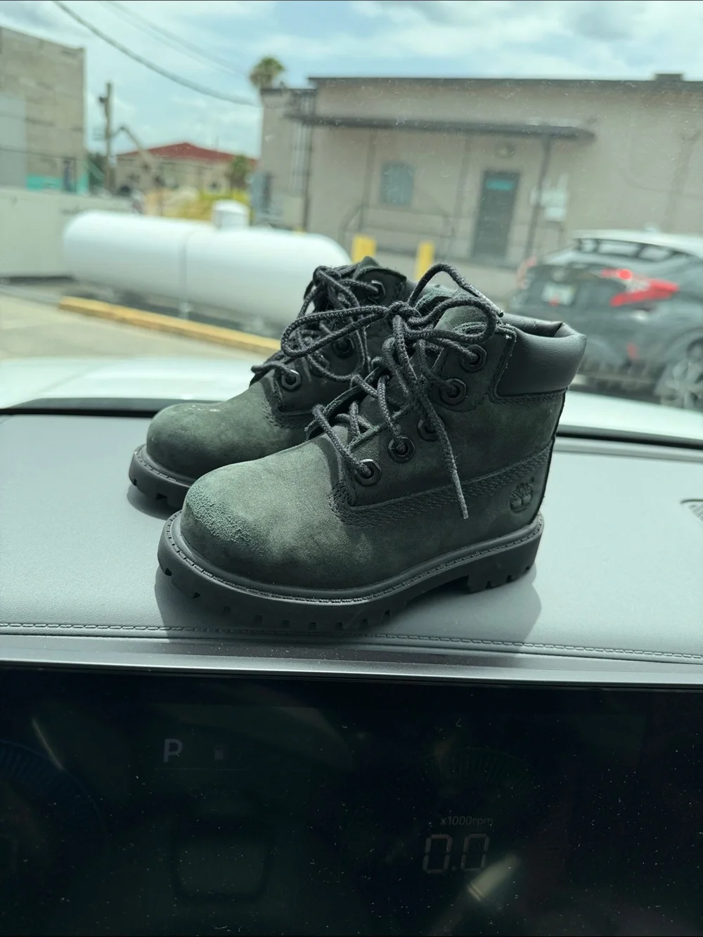 Timberland Kids Dark Green Lace-Up Suede Boots